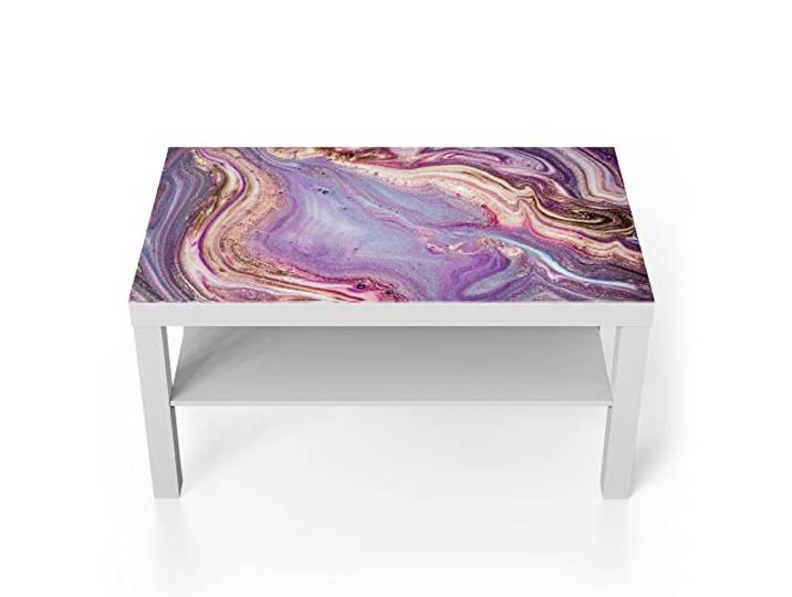 DEQORI Glastisch weiß groß 90x50 cm Motiv Lebhaftes Paisleymuster ausgefallener Beistelltisch aus Glas Hochglanz Couchtisch fürs Wohnzimmer moderner Couch Tisch mit Design