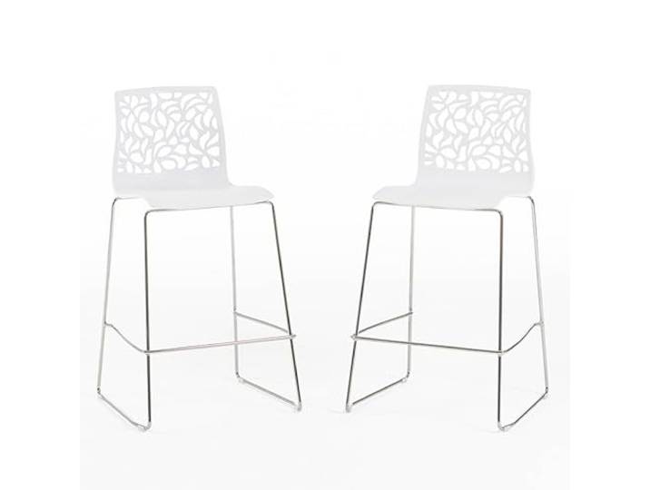 RATTATAN Anna XL Küchen- und Thekenhocker, Sitzhocker, 65 cm Sitzhöhe, Robustes Design mit Kunstharzschale und Metallbeinen (2, Weiß)