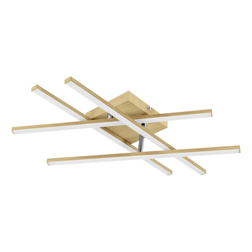 Eglo Lasana 4 LED plafondlamp, Houtlook, Bruin, B: 51 cm, D: 51 cm, H: 11 cm
