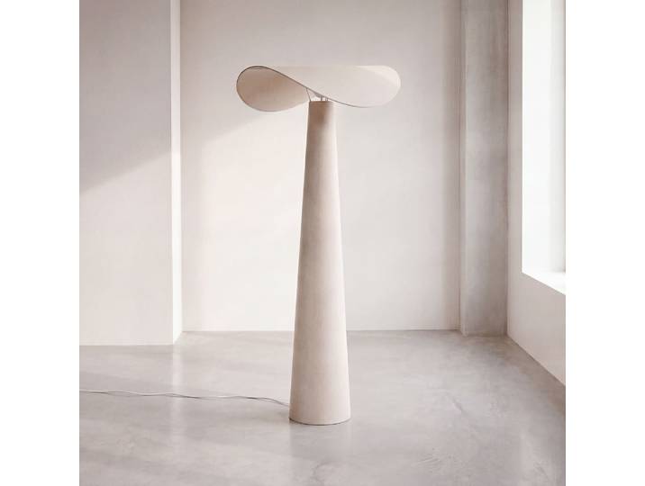 Lampadaire et abat-jour beige crème, H178 cm