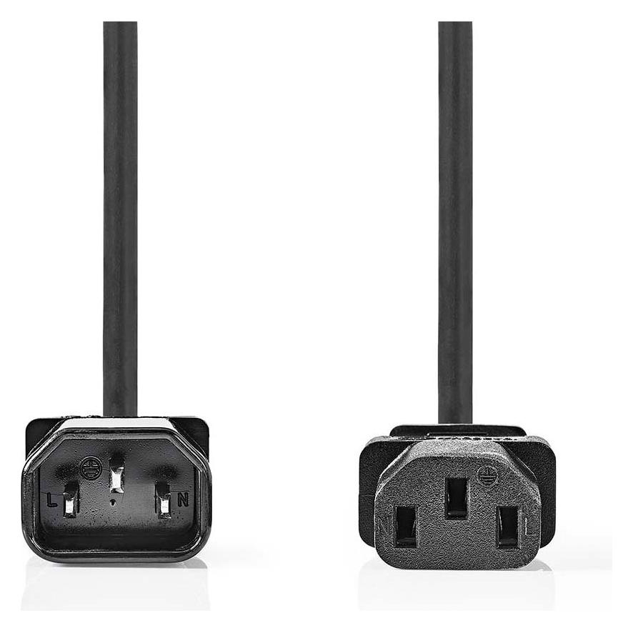 Nedis Stromkabel | IEC-320-C14 | IEC-320-C13 | Gerade | Gerade | Vernickelt | 5.00 m | Rund | PVC | (5 m, IEC 60906-1) (CEGL10500BK50)