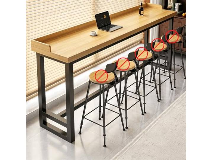 Bartisch Massivholz Schmaler Stehtisch mit Metallgestell für Küche Café Massivholzplatte mit stabilem Metallgestell, schmaler Bartisch für Küche, Café und Wohnzimmer, platzsparendes Design