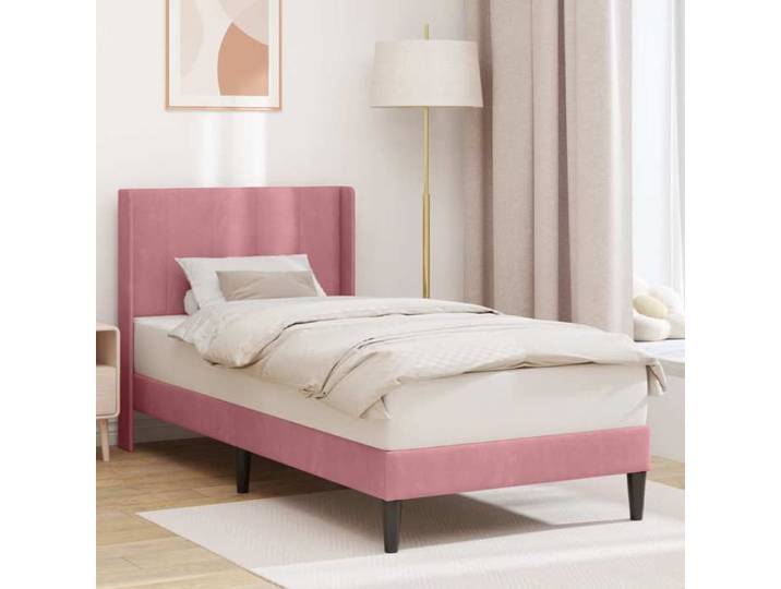 Cadre de lit 1 personnes - Lit simple - avec tête de lit Rose 80 x 200 cm Velours_26pla24b