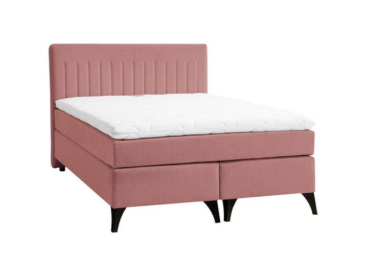 Boxxx Boxspringbett, Rosa, Metall, H4, Höhe ca. 17 cm, 140x200 cm, Stoffauswahl, Topper durchgehend, Matratze in verschiedenen Härtegraden erhältlich, durchgehend, Schlafzimmer, Betten, Boxspringbetten