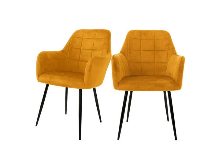 ML-DESIGN Stuhl Esszimmerstuhl ergonomisch & gepolstert, Esstischstuhl mit Rückenlehne (2 St), Wohnzimmerstuhl Senf Samtbezug Küchenstuhl Polsterstuhl