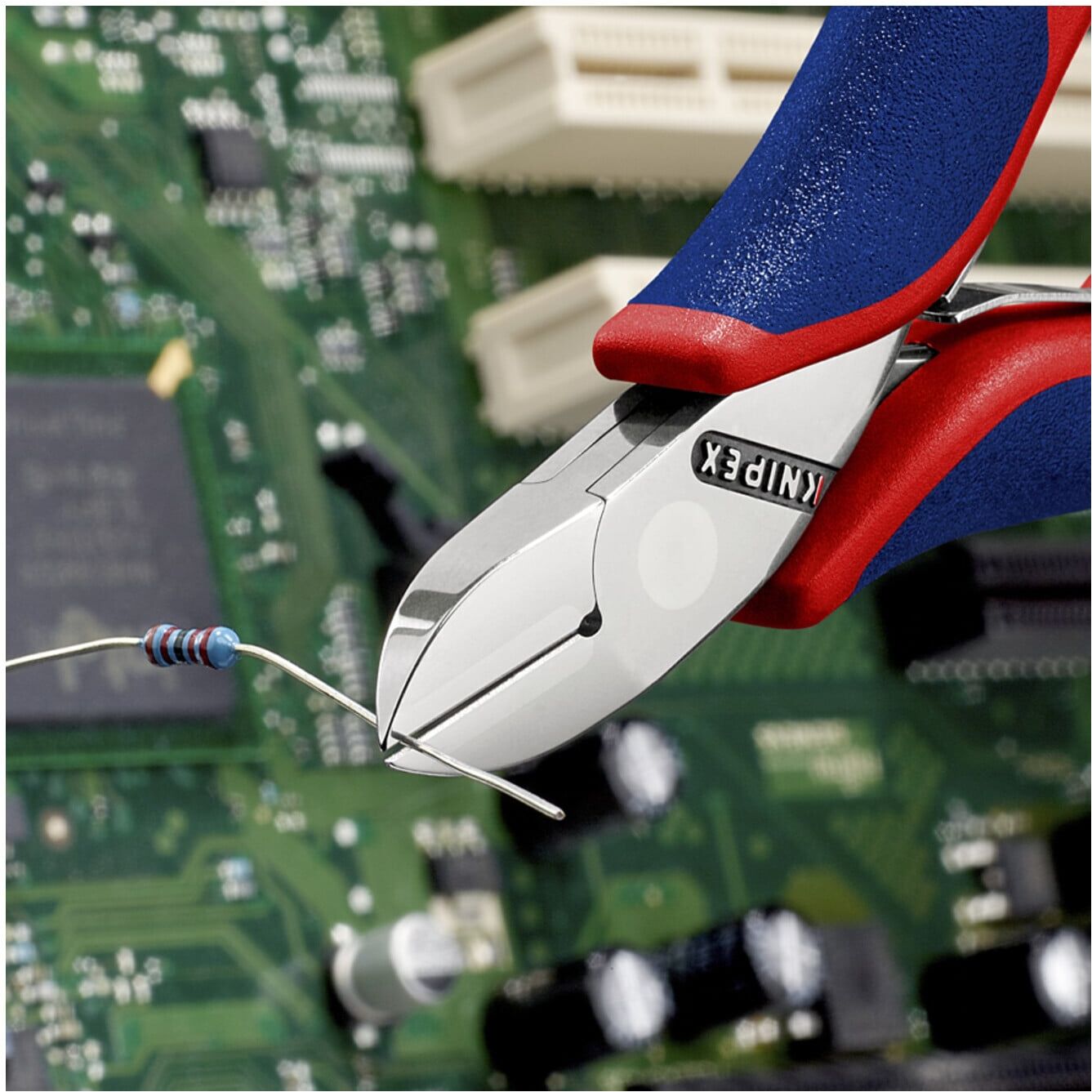 KNIPEX 77 02 115 Elektronik-Seitenschneider mit durchgestecktem Gelenk mit Mehrkomponenten-Hüllen 115 mm)