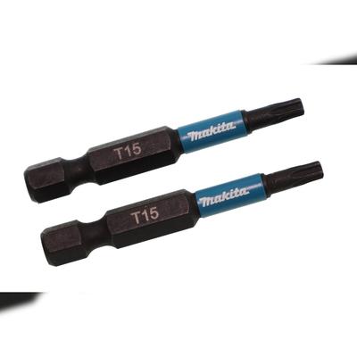 Makita B-63775 T15 6-rund Bit TX15x50 Impact Black | 2 Stück | S2-Spezialstahl