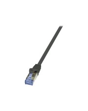 LogiLink PrimeLine Patch-Kabel RJ-45 M bis M 5 m SFTP PiMF CAT 7 halogenfrei geformt ohne Haken Schwarz (CQ4073S)
