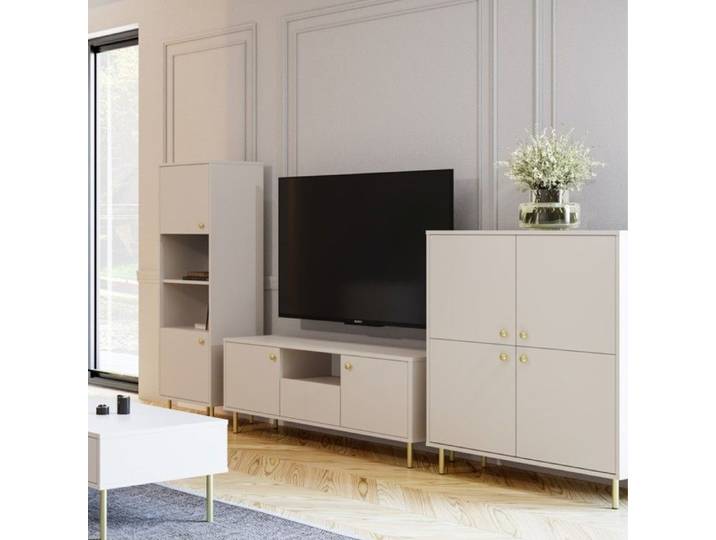 Meuble TV VENUS avec étagère et tiroir – Coloris Cachemire