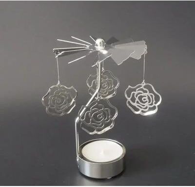 Uplift Essentials Spinning Rotary Metal Carousel Candle Holder rose
