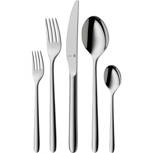 WMF Besteck-Set Flame Plus, mit Besteckkasten, Edelstahl 18/10, für 6 Personen, silber poliert, 30-teilig