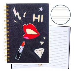 Lean Toys Notizbuch A5/80K Linien Glitzer schwarz (66657320)