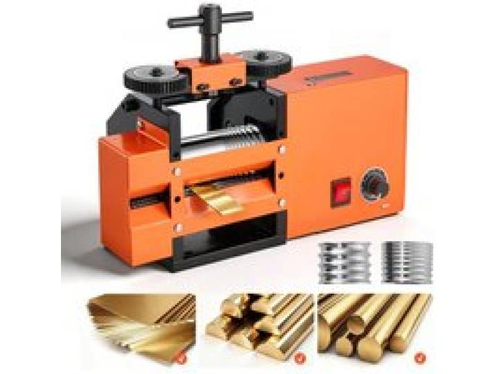 VEVOR Schmuckwalzwerk Elektrisch 60 mm 3-in-1 Walzwerk Flach Vierkant Rund, Werkzeug für DIY-Schmuckhersteller, Einstellbare Dicke 0,03–7 mm, zum Pressen von Duktilen Metallen wie Gold Silber Kupfer