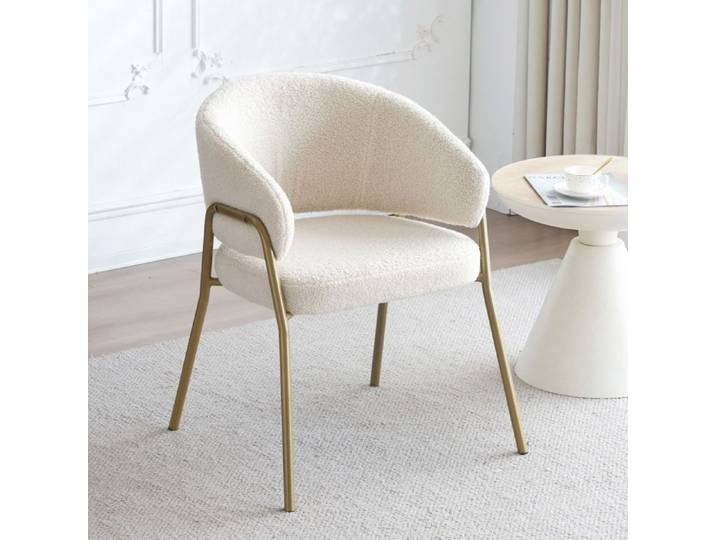 Chaise salle à manger - SOGEU - Chaise velours blanche - Revêtement velours - Pieds métal doré - Dossier ajouré