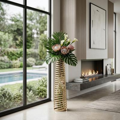 Sagebrook Home Elegant Floor Vase in Gold - Decorative Tall Vase for Posh Interiors, Aluminum, Home Decor Essentials