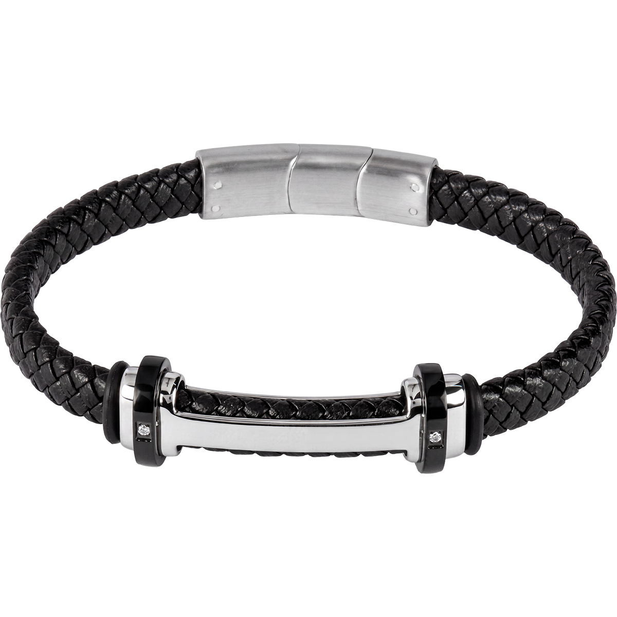 Jacques Lemans Lederarmband mit Keramik und Zirkonia