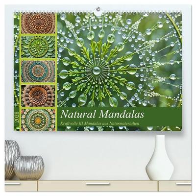 Natural Mandalas - Kraftvolle KI Mandalas aus Naturmaterialien (hochwertiger Premium Wandkalender 2026 DIN A2 quer), Kunstdruck in Hochglanz