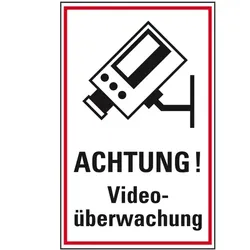 Schild I Hinweis-Kombischild Achtung! Videoüberwachung, Kunststoff, 200x300mm