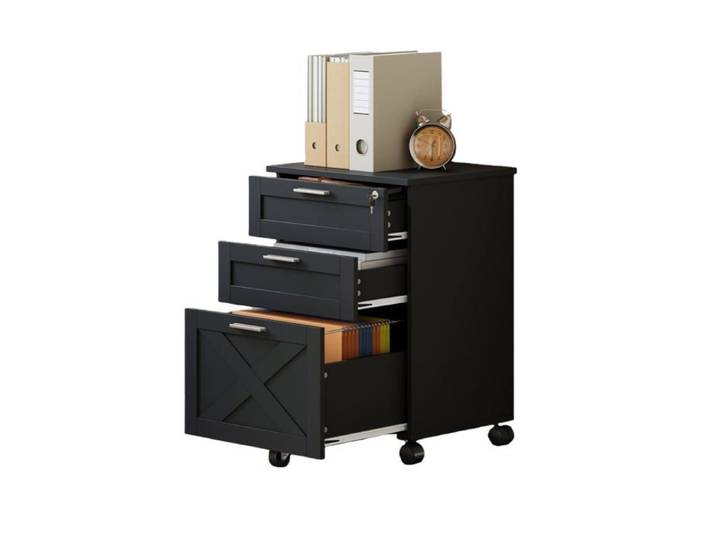 Armoire classement mobile 3 tiroirs serrure noir sous bureau A4