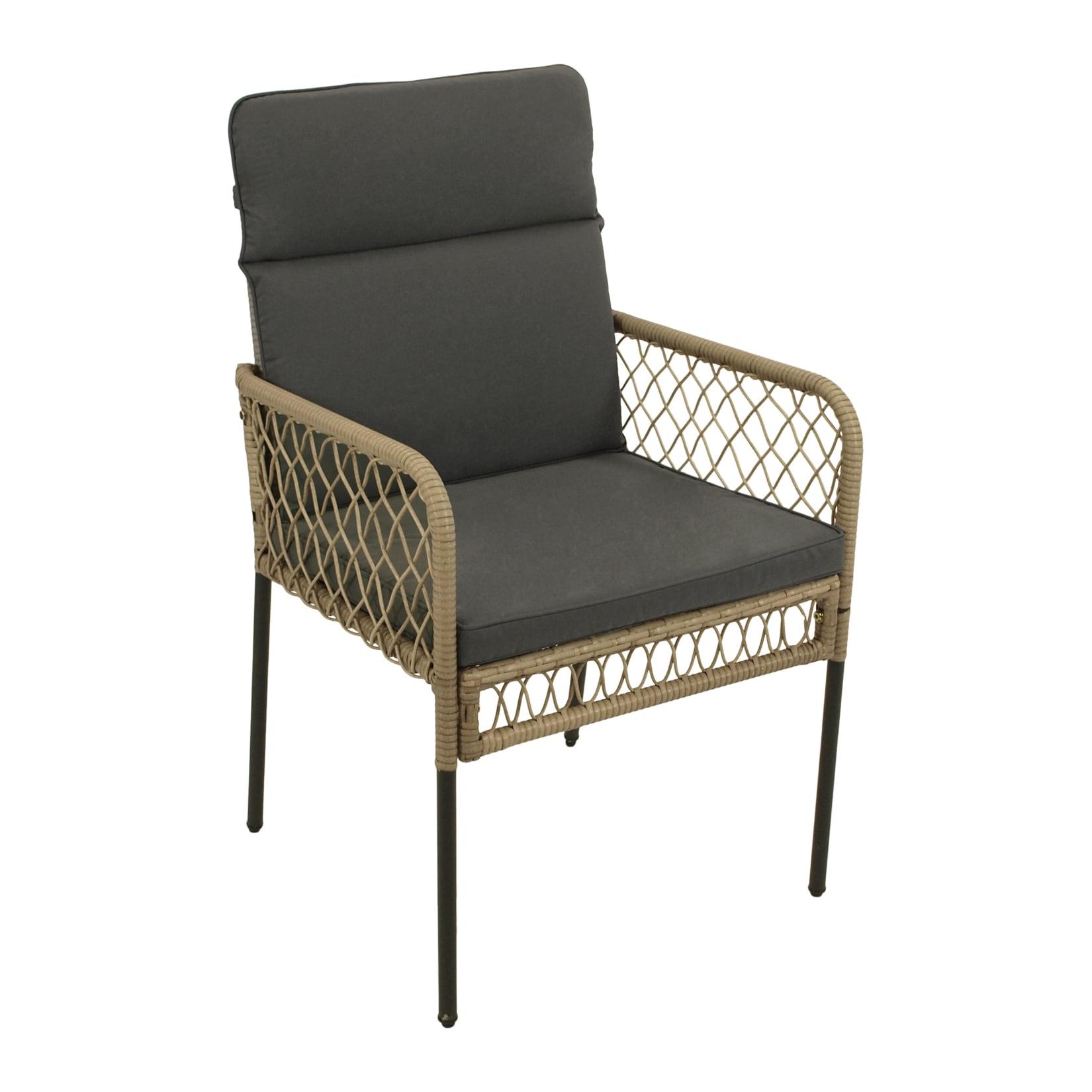 Sessel RAVALLO, Metall + Geflecht naturfarben, mit Polster