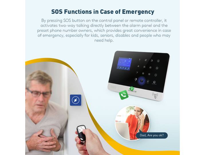 Système d'alarme sans fil WiFi 4G GSM RFID Tuyasmart pour la sécurité domestique, contrôle par application, SMS, numérotation automatique, capteur de porte PIR 433 MHz