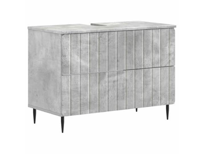 ZWOLLE Badezimmerschrank-Set 2-teilig grau Beton, Holz technisch Feuchtigkeitsbeständig, reversible Tür, offenes Regal, geradliniges Design, einfache Reinigung