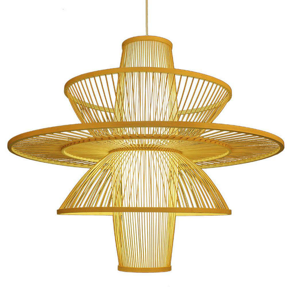 Fine Asianliving Nina handgemaakte bamboe hanglamp, diameter: 50 cm, hoogte: 35 cm