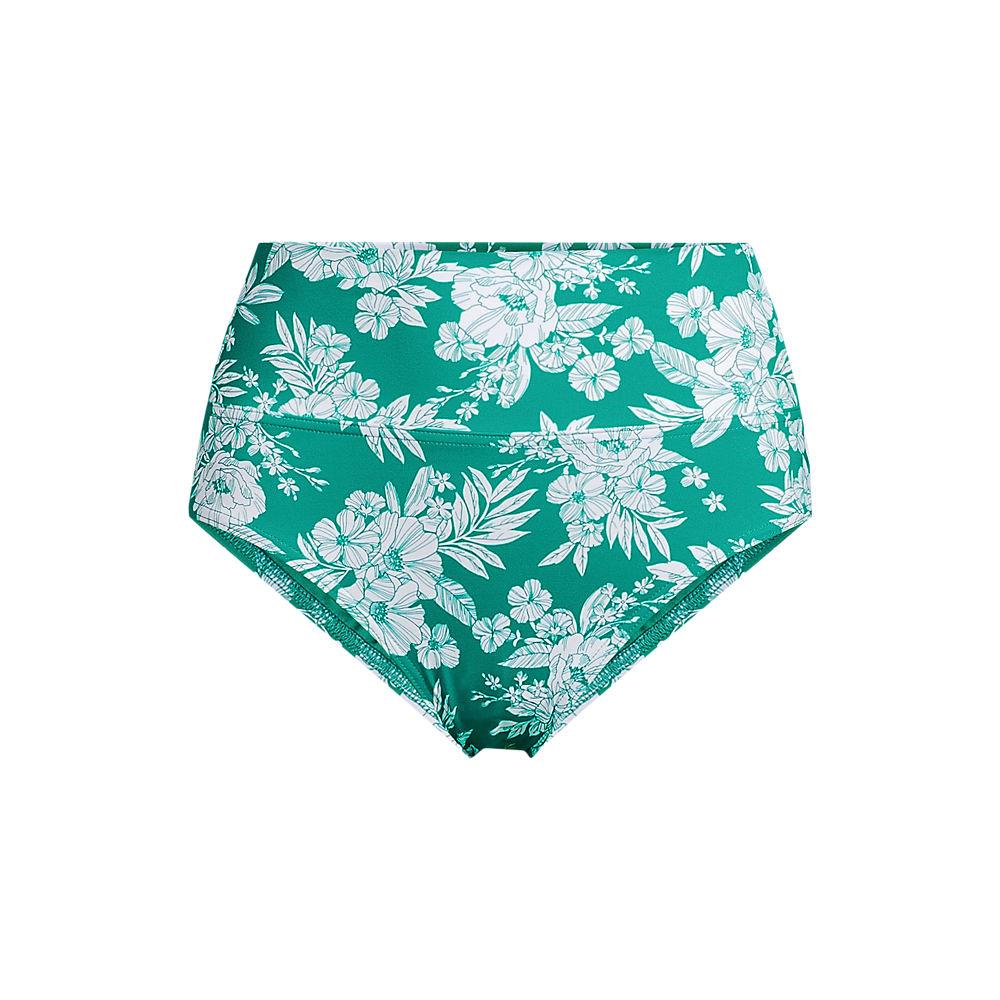 Bikinihose zum Umschlagen, High Waist, für Damen in Plus-Größe, Damen, size: plus, Grün, Elasthan/Nylon-Mischung, by Lands' End