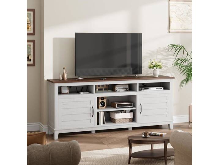 Meuble TV style campagne étagères 180cm