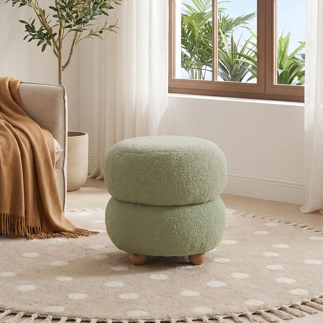 Bloomsbury Market Solid Wood Accent Stool Green 39cm H X 39cm W X 39cm D