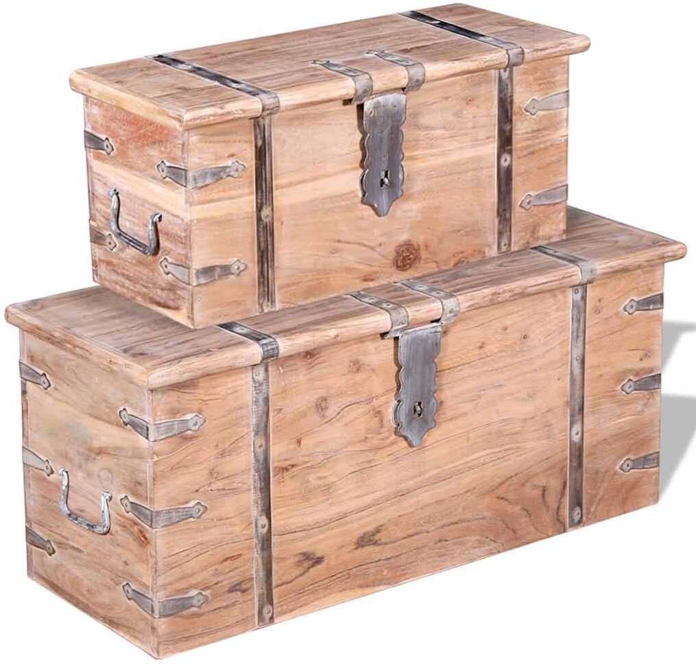 vidaXL Ensemble de deux coffres de rangement Bois d'Acacia