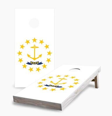 Skip's Garage Rhode Island State Flag Cornhole Boards