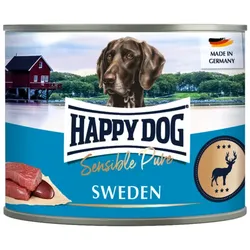 HAPPY DOG 200 Gramm Hundenassfutter 6 x 200 Gramm Sensible Pure Sweden Wild Pur