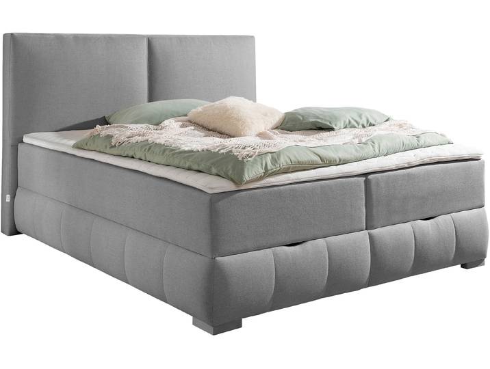 Boxbett, 210x213 cm, Holzwerkstoff, Grau, Inkl. Topper & Bettkasten, Klassisch, Otto