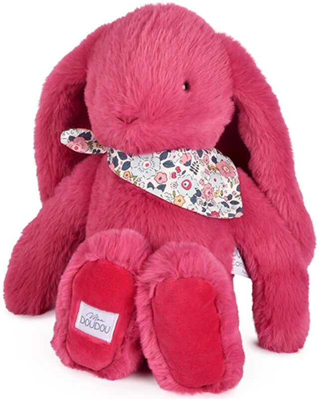 Peluche lapin rose fuchsia Lapin Fleurette 35 cm - Doudou et compagnie