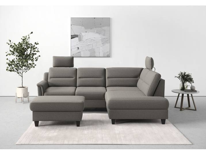 Ecksofa, 251x187 cm, Luxus-Microfaser, Braun, Ottomane Rechts, Sit&more