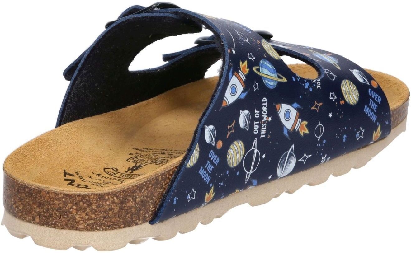 Pantolette LICO "Pantolette Bioline Universe", Jungen, Gr. 34, blau, Synthetik, Schuhe Pantolette blau 34
