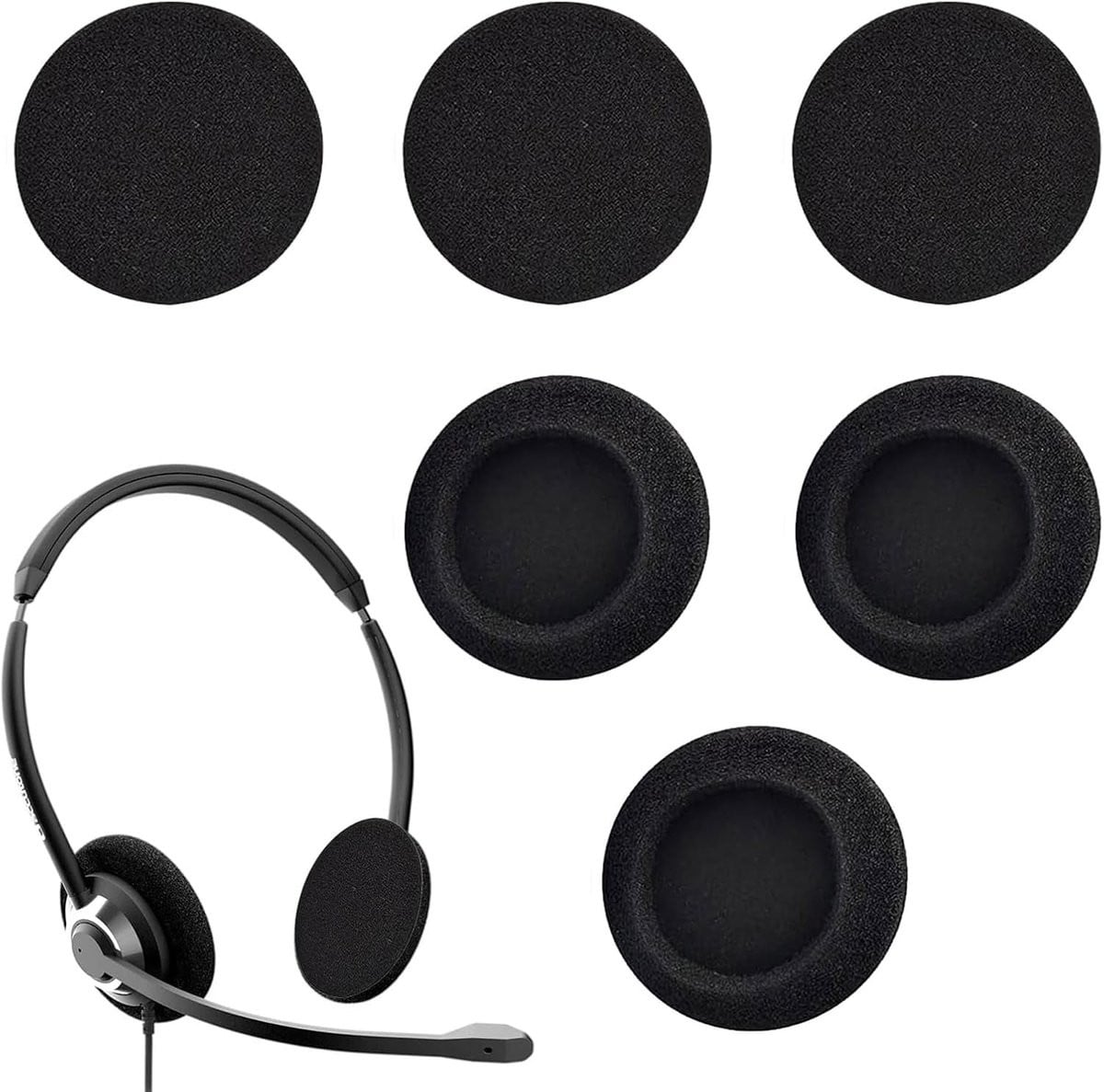 Zwarte vervangende oorkussens met schuimbekleding voor audio hoofdtelefoons, 50 mm