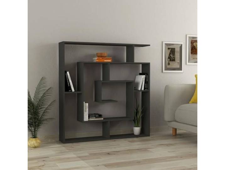 Dmora Regal Kraz 125x22x129h cm Schwarz 6 Fächer Wandmontage