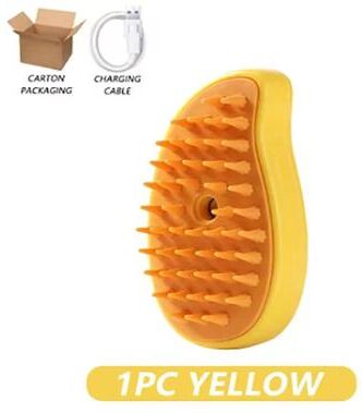 Uplift Treasures 3 In 1 Electric Steam Pet Grooming Brush To Massage Pets And Remove Floating Hairs yellow 1pc