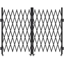 VEVOR Sicherheitstor abschließbar, doppelt klappbares Scherentor mit 360°-Lenkrollen, einziehbare Stahltore Outdoor, für Eingangssicherheit Garage Lager, Falttor 3700 x 1605 mm (B x H) Schwarz