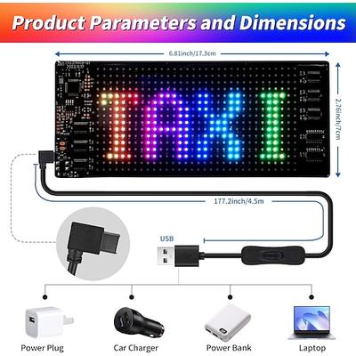 Smart Lights, programmierbares LED-Schild fürs Auto, flexibles, scrollendes, helles LED-Schild fürs Auto, Bluetooth-App, RGB-Animationen, Text, Graffiti-Nachrichtenmuster, Werbung mit Fernbedienungen