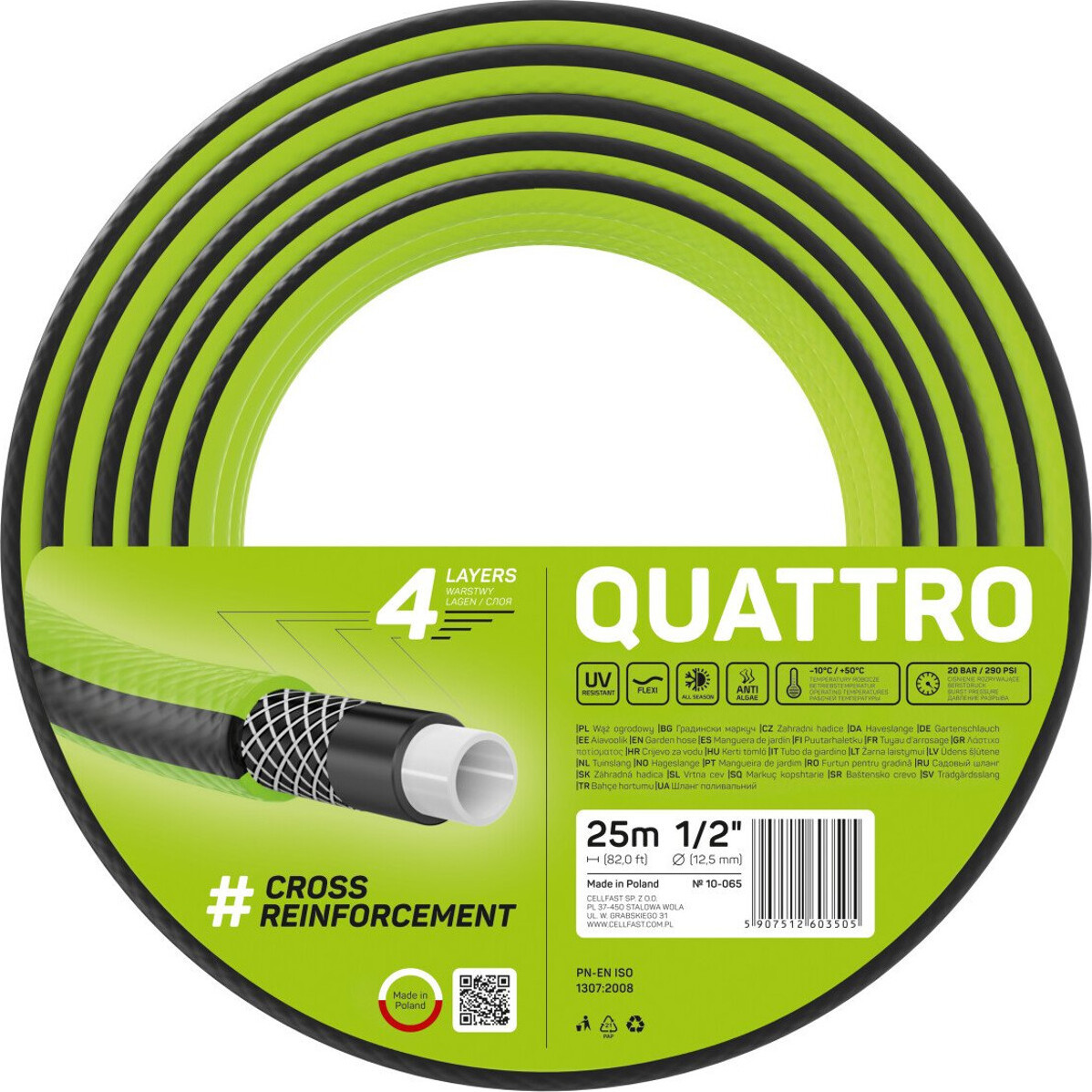 Cellfast Tuinslang Quattro, 1/2 inch, 25 meter