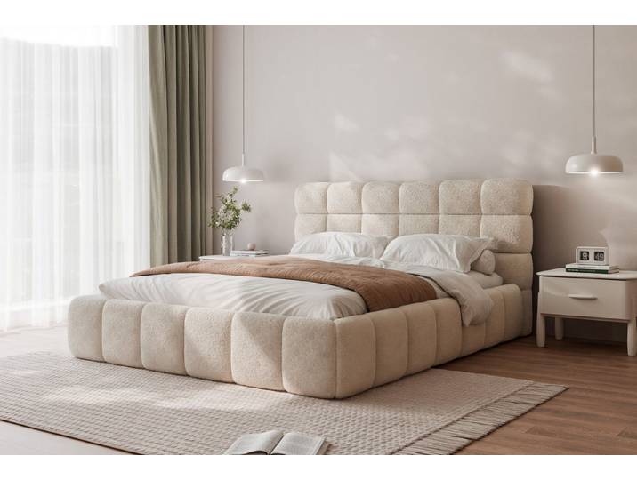 yourhouse24 Polsterbett BUBBLE, trendige Bubble-Optik, inkl. Bettkasten (Bettgestell mit Bettkasten und Lattenrost), Stauraumbett mit integriertem Bettkasten