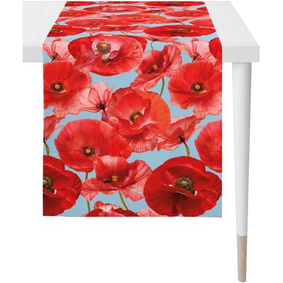 Tischläufer APELT "7702 SUMMERTIME, Sommerdeko, Sommer", blau (blau, rot), B:48cm L:140cm, Baumwolle, Tischdecken, Digitaldruck