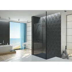 Hoesch Muna Duschabtrennung Eckversion 1400 Seiteneinstieg Haltestange Schwarz 8 mm Echtglas EverClean-Beschichtung