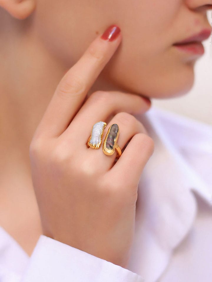 Pierres delicates Vergold. Ring mit Perlen - onesize