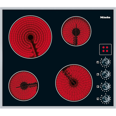 MIELE Elektro-Kochfeld, rot (schwarz), B:76,4cm H:60cm T:50,4cm, Kochfelder, Einfache und direkte Steuerung - Bedienung über Knebel