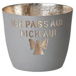 Madras Windlicht M Ich passe auf Dich auf flanell/gold