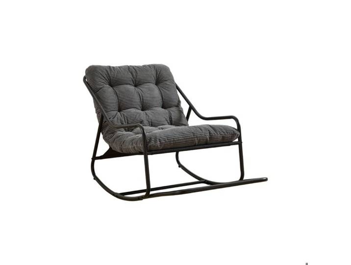 Fauteuil à bascule – Acier – Coussin épais gris cadre noir intérieur/extérieur